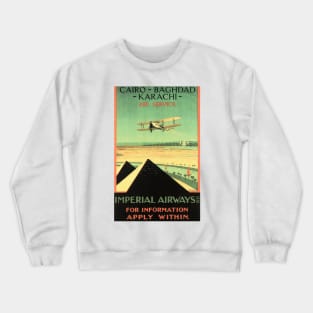 Imperial Airways Air Travel Cairo Baghdad Karachi Vintage British Airline Crewneck Sweatshirt